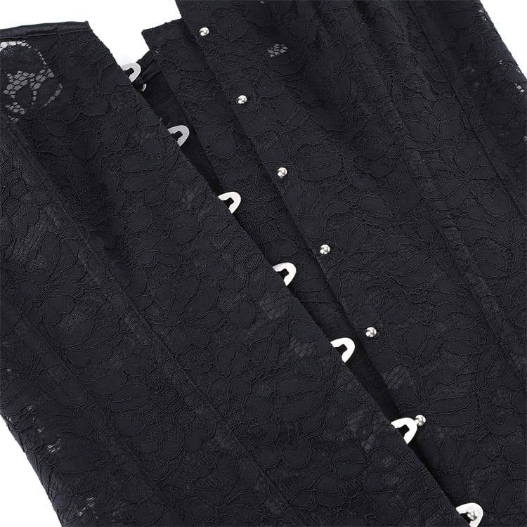 Kobine Women's Gothic Floral Mesh Lace-up Front Busk Overbust Corset