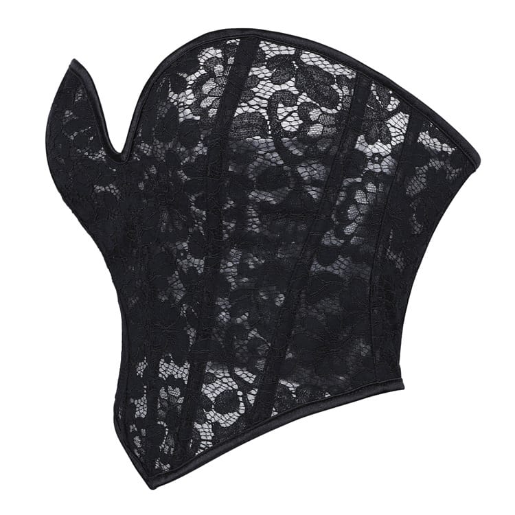 Kobine Women's Gothic Floral Mesh Lace-up Overbust Corset