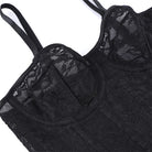 Kobine Women's Gothic Floral Mesh Lace-up Overbust Corset
