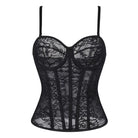 Kobine Women's Gothic Floral Mesh Lace-up Overbust Corset