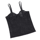 Kobine Women's Gothic Floral Mesh Lace-up Overbust Corset