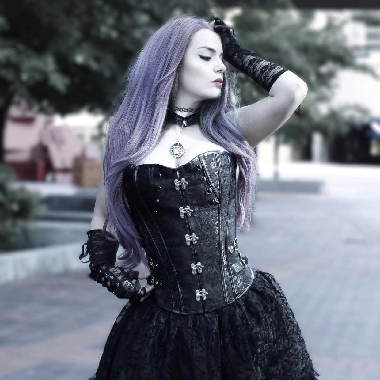 Kobine Women's Gothic Floral Overbust Corsets