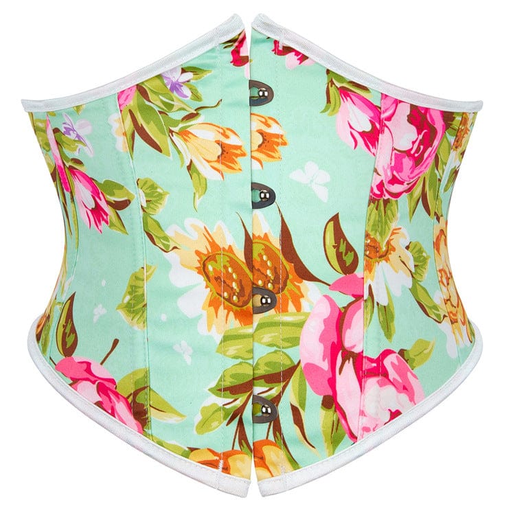 Kobine Women's Gothic Floral Printed Boned Underbust Corset