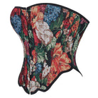 Kobine Women's Gothic Floral Printed Irregular Lace-up Overbust Corset