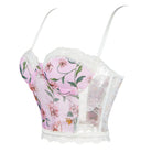 Kobine Women's Gothic Floral Printed Lace Overbust Corset