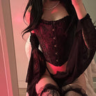 Kobine Women's Gothic Floral Printed Overbust Corset