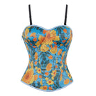 Kobine Women's Gothic Floral Printed Side Zipper Lace-up Overbust Corset