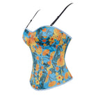 Kobine Women's Gothic Floral Printed Side Zipper Lace-up Overbust Corset