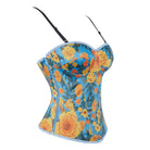 Kobine Women's Gothic Floral Printed Side Zipper Lace-up Overbust Corset