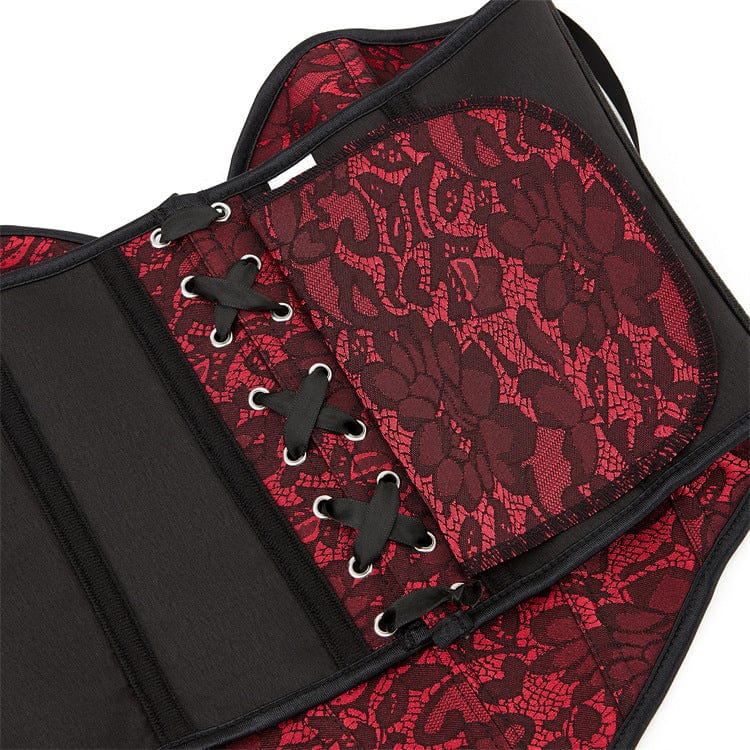 Kobine Women's Gothic Flower Printed Plunging Overbust Corset