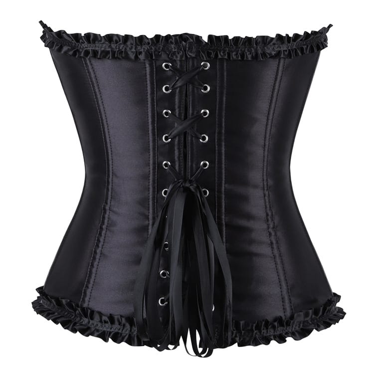 Kobine Women's Gothic Frilled Trim Lace-up Overbust Corset