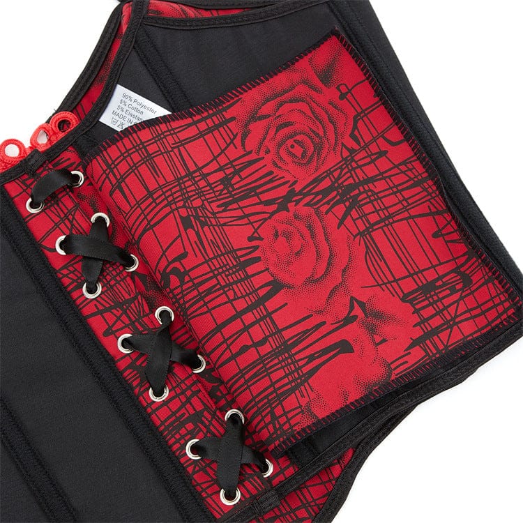 Kobine Women's Gothic Frog Graffiti Printed Lace-up Overbust Corset