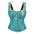 Kobine Women's Gothic Gold Floral Embroidered Overbust Corset
