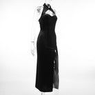 Kobine Women's Gothic Halterneck Cutout Slit Maxi Dress