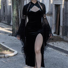 Kobine Women's Gothic Halterneck Cutout Slit Maxi Dress