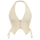 Kobine Women's Gothic Halterneck Lace-up Zip Bustier