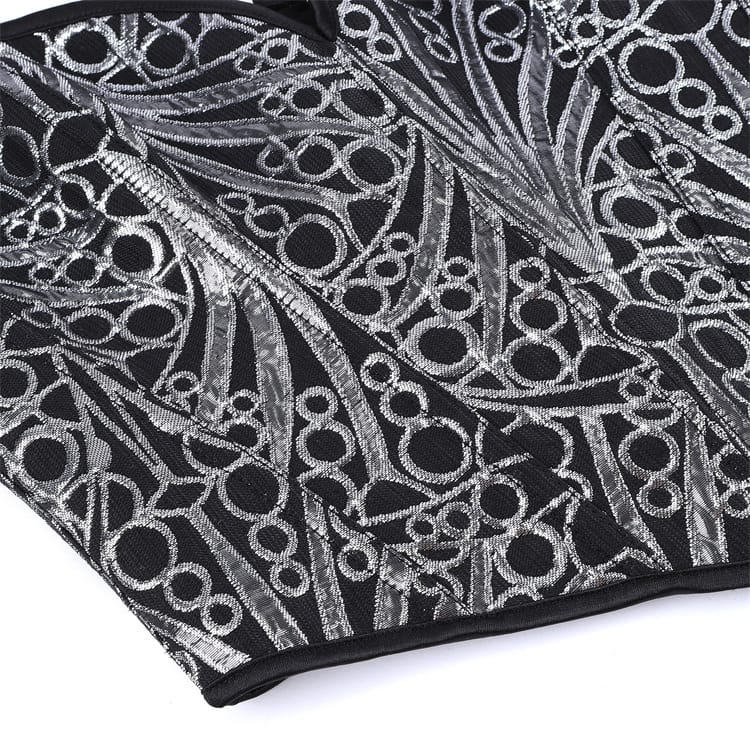 Kobine Women's Gothic Heart V Plunge Jacquard Lace-Up Overbust Corset
