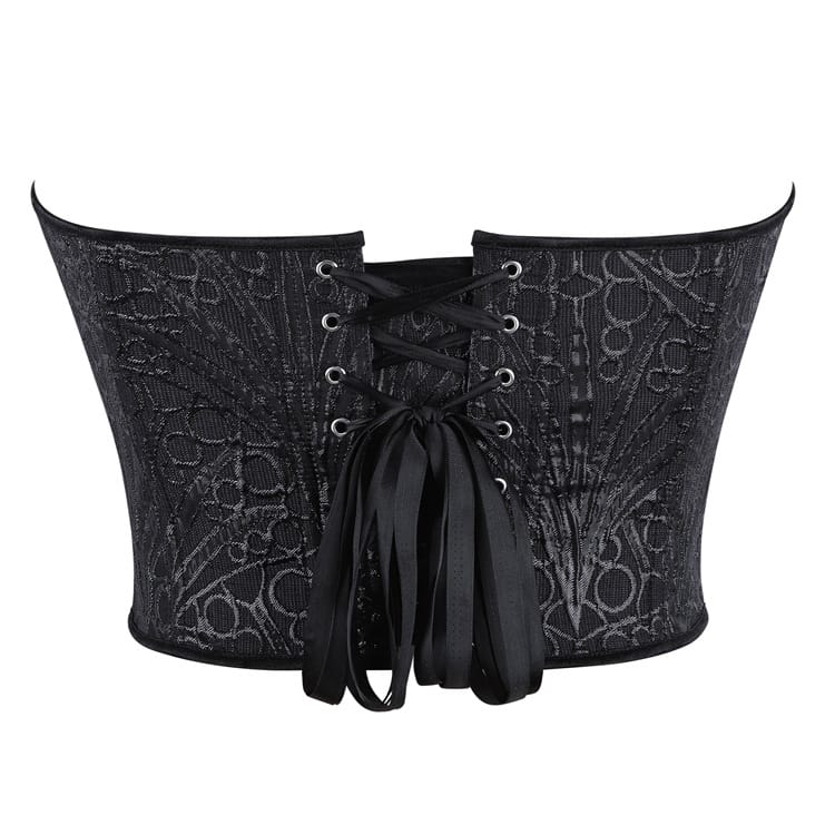 Kobine Women's Gothic Heart V Plunge Jacquard Lace-Up Overbust Corset