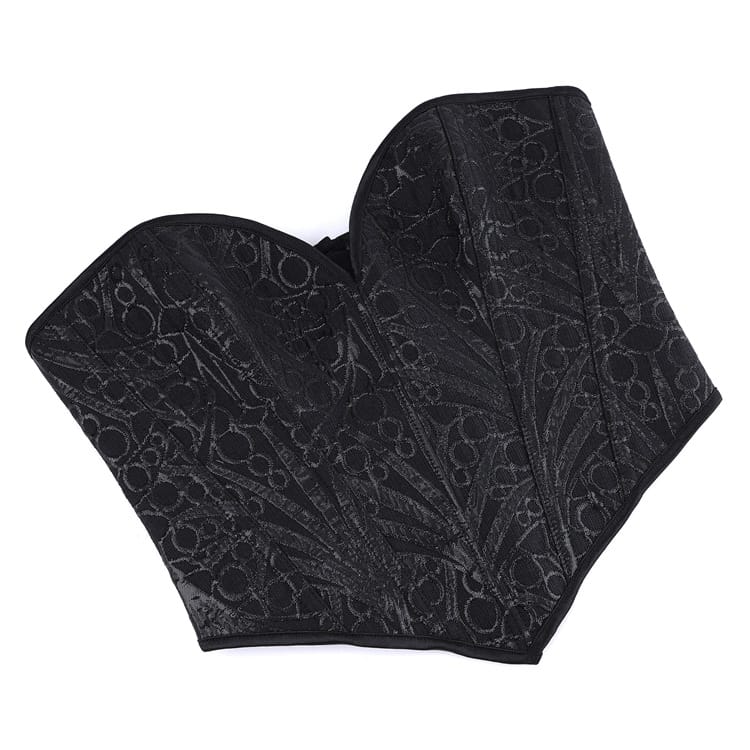 Kobine Women's Gothic Heart V Plunge Jacquard Lace-Up Overbust Corset