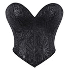 Kobine Women's Gothic Heart V Plunge Jacquard Lace-Up Overbust Corset