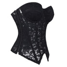 Kobine Women's Gothic Irregular Floral Mesh Overbust Corset