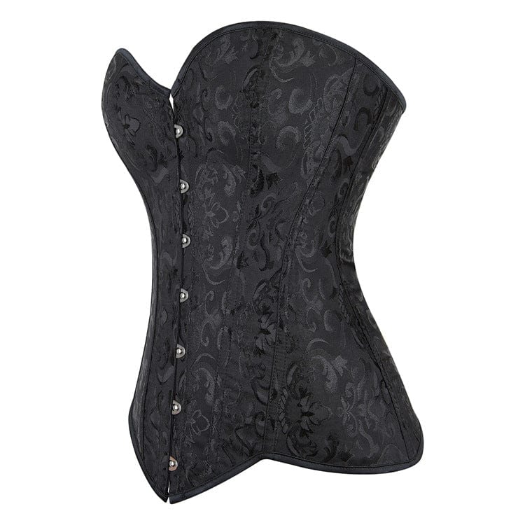 Kobine Women's Gothic Irregular Floral Printed Overbust Corset