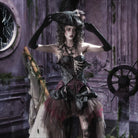Women's Gothic Jacquard Chain Fringe Irregular Overbust Corset - Punk Design