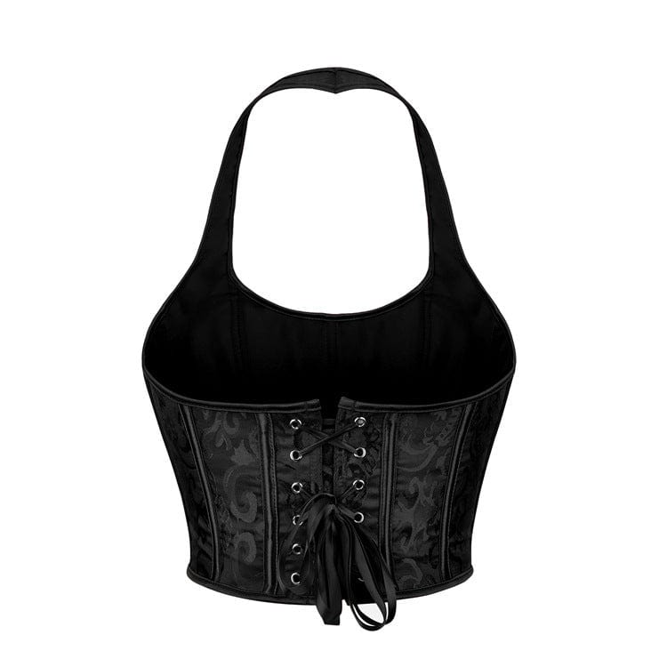 Kobine Women's Gothic Jacquard Halterneck Overbust Corset