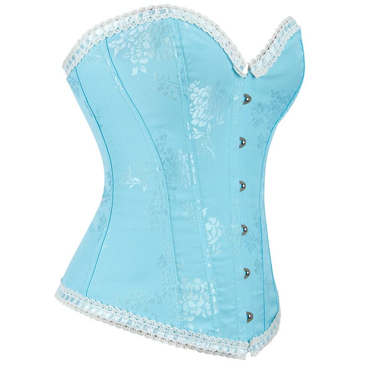 Kobine Women's Gothic Jacquard Lace Hem Lace-up Overbust Corset