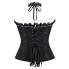 Kobine Women's Gothic Jacquard Lace-up Overbust Corset with Choker