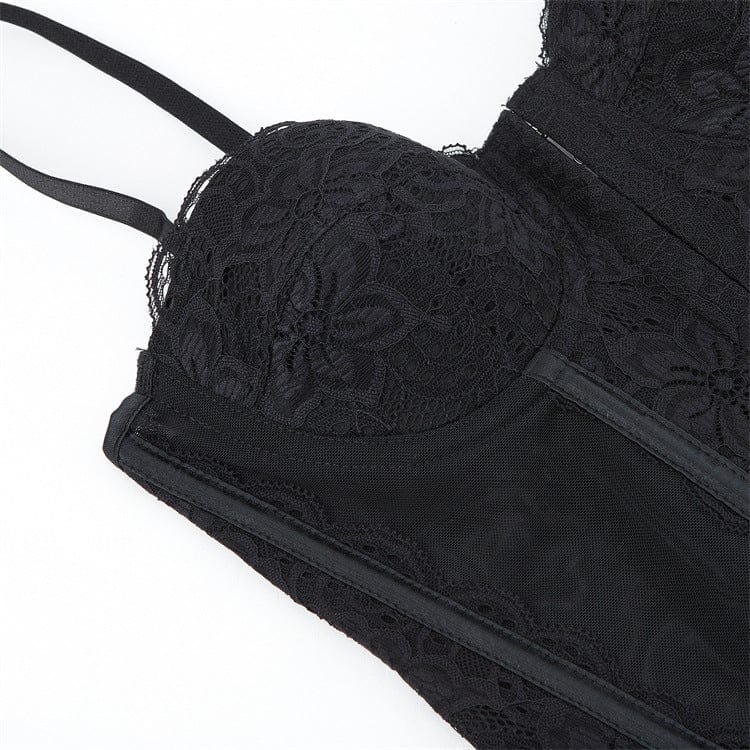 Kobine Women's Gothic Lace Sheer Overbust Corset