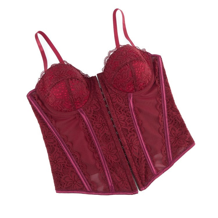 Kobine Women's Gothic Lace Sheer Overbust Corset