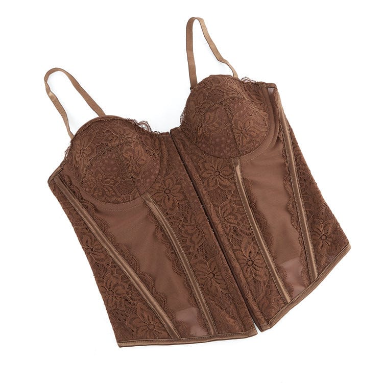 Kobine Women's Gothic Lace Sheer Overbust Corset