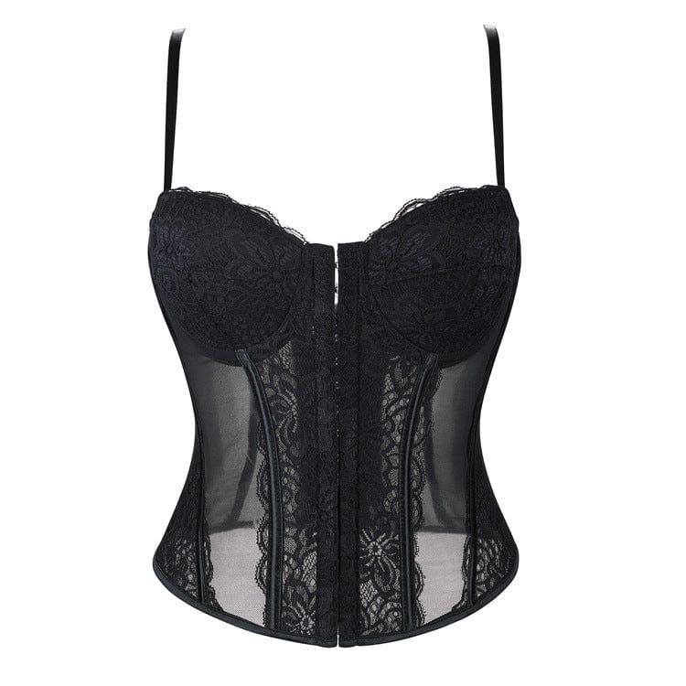 Kobine Women's Gothic Lace Sheer Overbust Corset