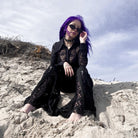 Kobine Women's Gothic Lace Splice Flared Pants