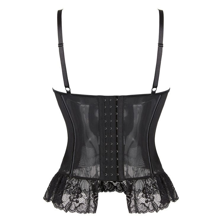 Kobine Women's Gothic Lace Splice Mesh Overbust Corset