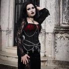 Kobine Women's Gothic Lace Splice Side Slit Dress