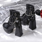 Kobine Women's Gothic Lace-up Chain Side Zipper Platform Ankle Boots