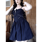 Kobine Women's Gothic Lace-up Eyelet Slip Dress