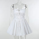 Kobine Women's Gothic Lace-up Eyelet Slip Dress