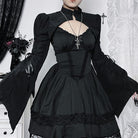 Kobine Women's Gothic Lace-up Flare Sleeved Cape