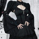 Kobine Women's Gothic Lace-up Flare Sleeved Cape