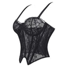 Kobine Women's Gothic Lace-up Floral Mesh Sheer Overbust Corset