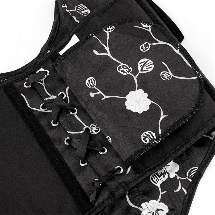 Kobine Women's Gothic Lace-up Floral Overbust Corsets