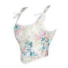 Kobine Women's Gothic Lace-up Floral Overbust Corsets White