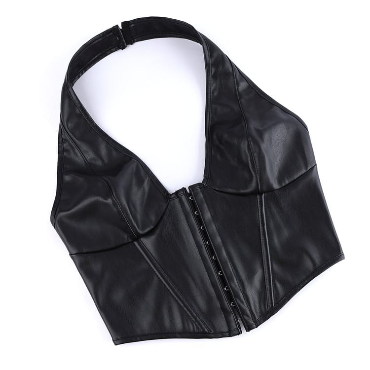 Kobine Women's Gothic Lace-up Halter Overbust Corset