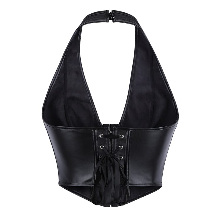 Kobine Women's Gothic Lace-up Halter Overbust Corset