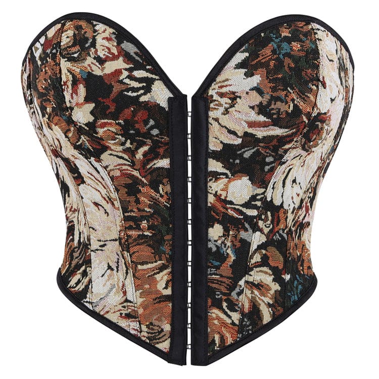 Kobine Women's Gothic Lace-up Jacquard Overbust Corset