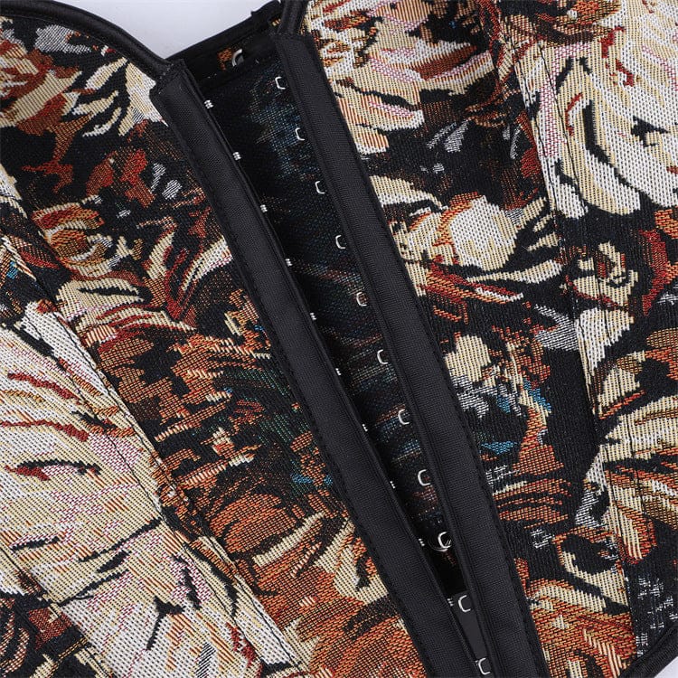 Kobine Women's Gothic Lace-up Jacquard Overbust Corset