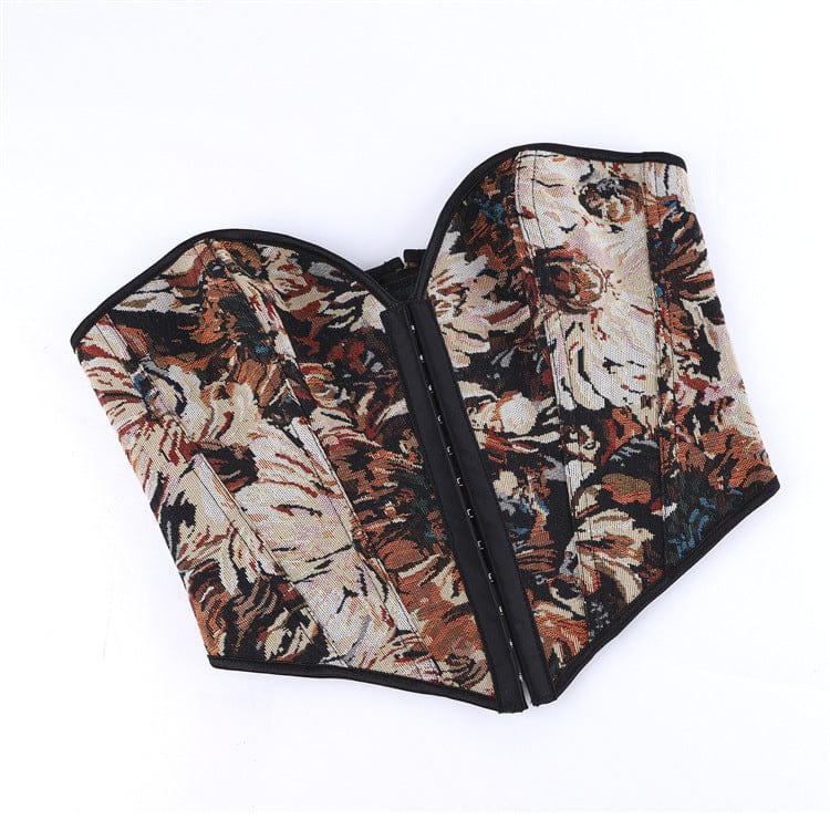 Kobine Women's Gothic Lace-up Jacquard Overbust Corset